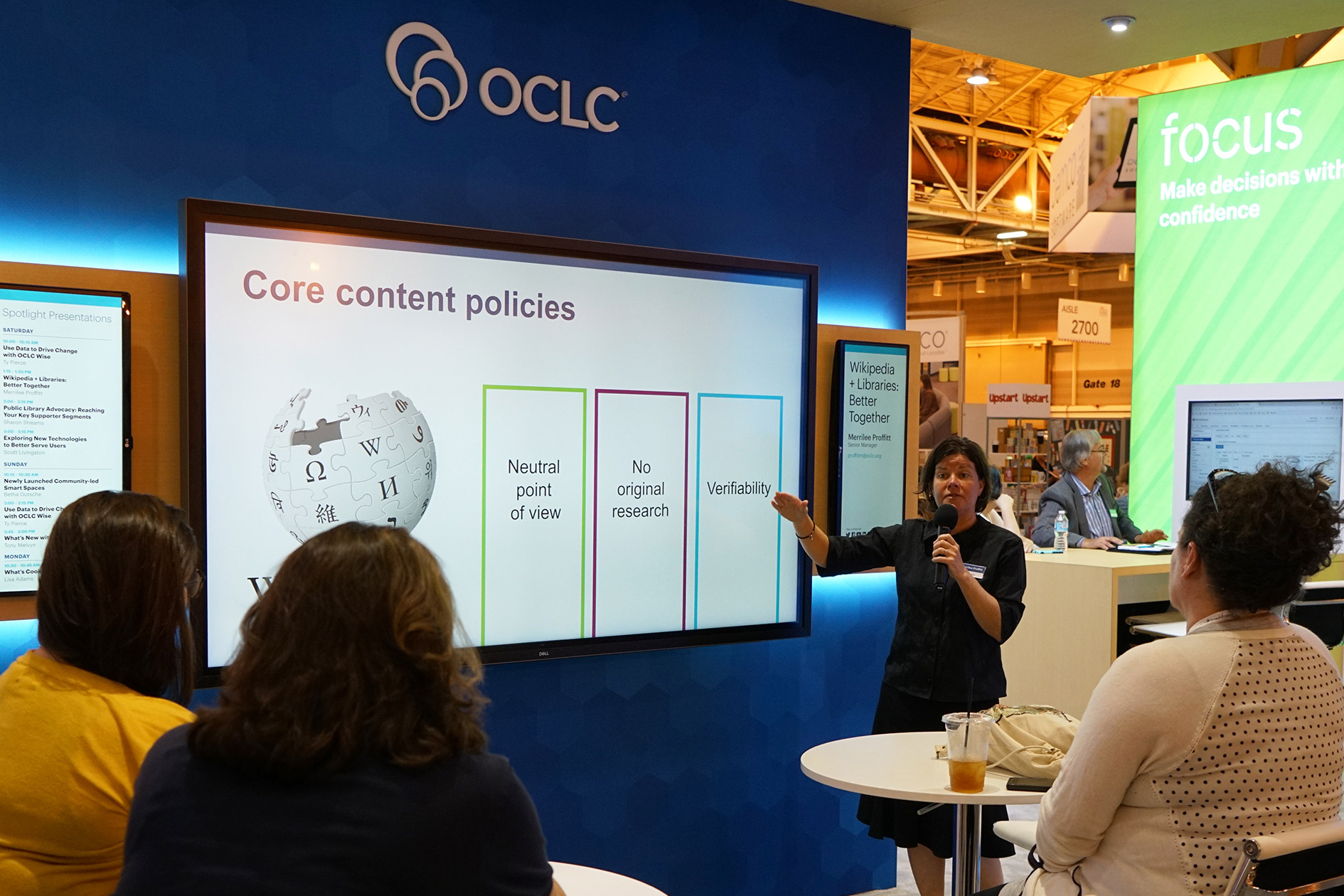 Photo of presentation at OCLC booth