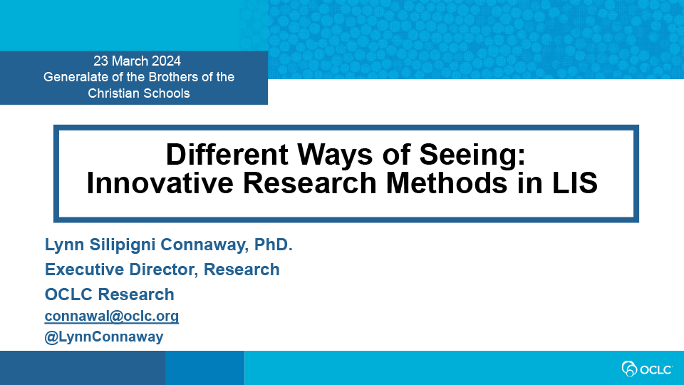 Different Ways of Seeing: Innovative Research Methods in LIS