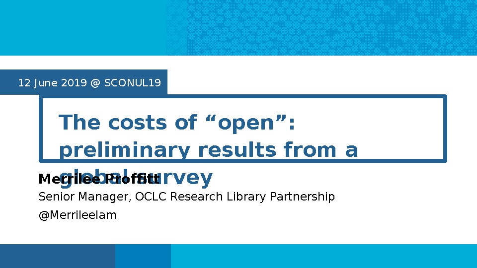 The Costs of “Open”: Preliminary Results from a Global Survey