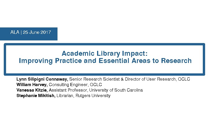 Academic Library Impact: Improving Practice and Essential Areas to Research