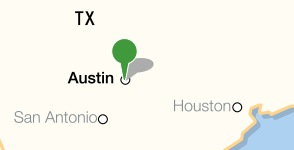 Karte mit dem Standort der The University of Texas at Austin