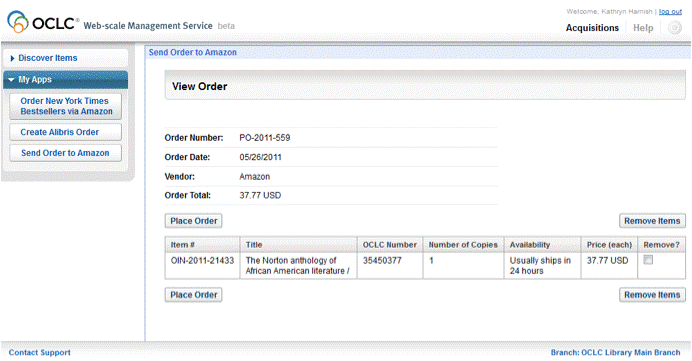 Amazon Order Application Screenshot