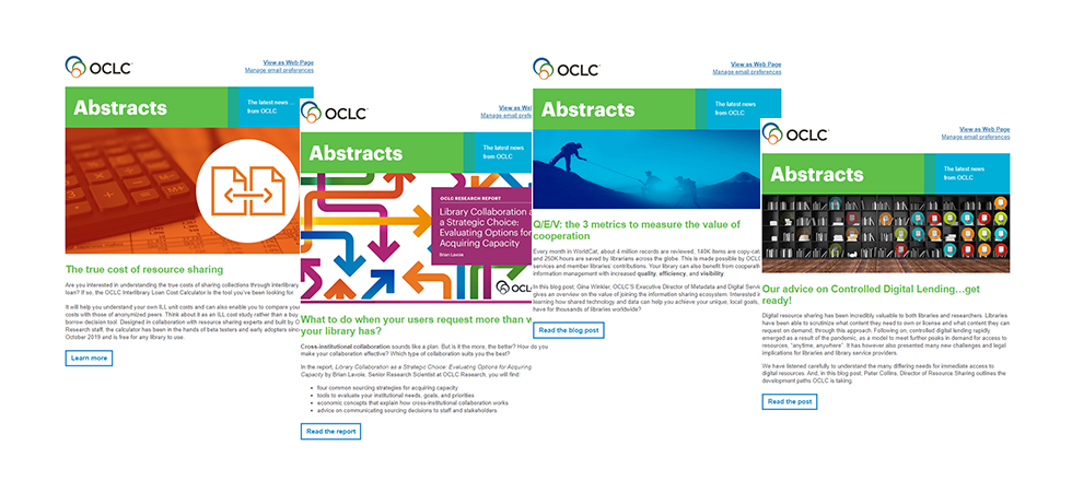 Screenshots of previous issues of Abstracts