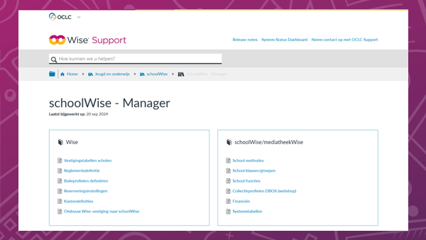 Screenshot van de handleiding van de schoolWise Manager