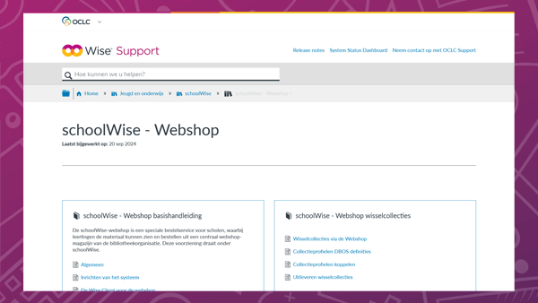 Screenshot van de handleiding van de schoolWise webshop