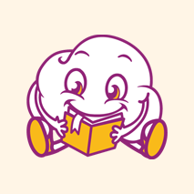 Wolkenpersonage leest een boek