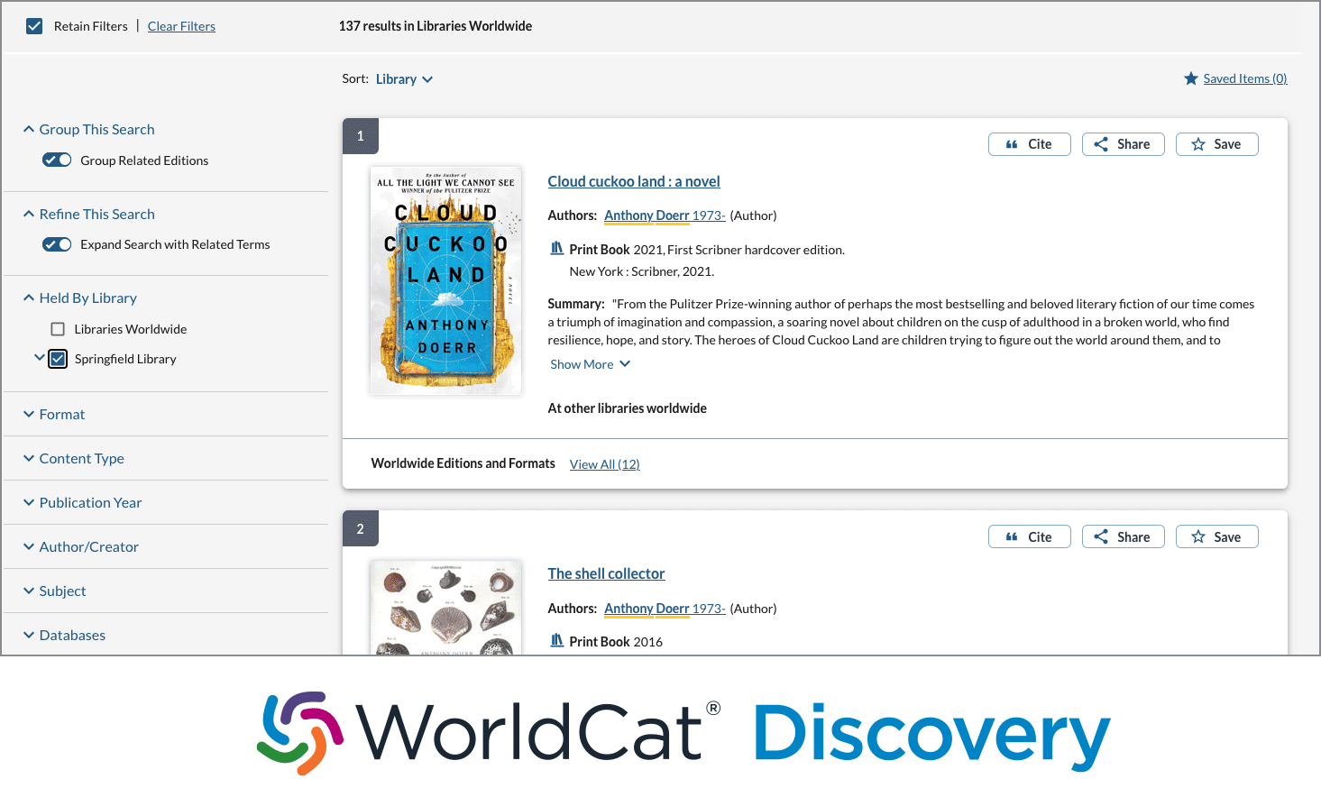 Illustration: WorldCat Discovery revised interface