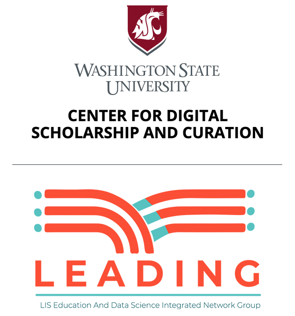 Illustration: Logos for Washington State University's Center for Digital Scholarship and Curation and LEADING Grant