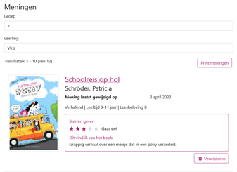 Screenshot van Mijn mening in schoolWise