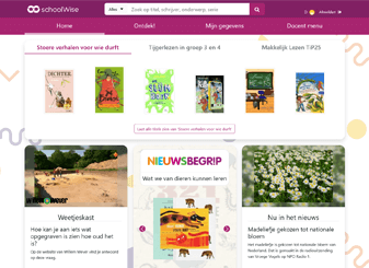Screenshot van de startpagina van schoolWise