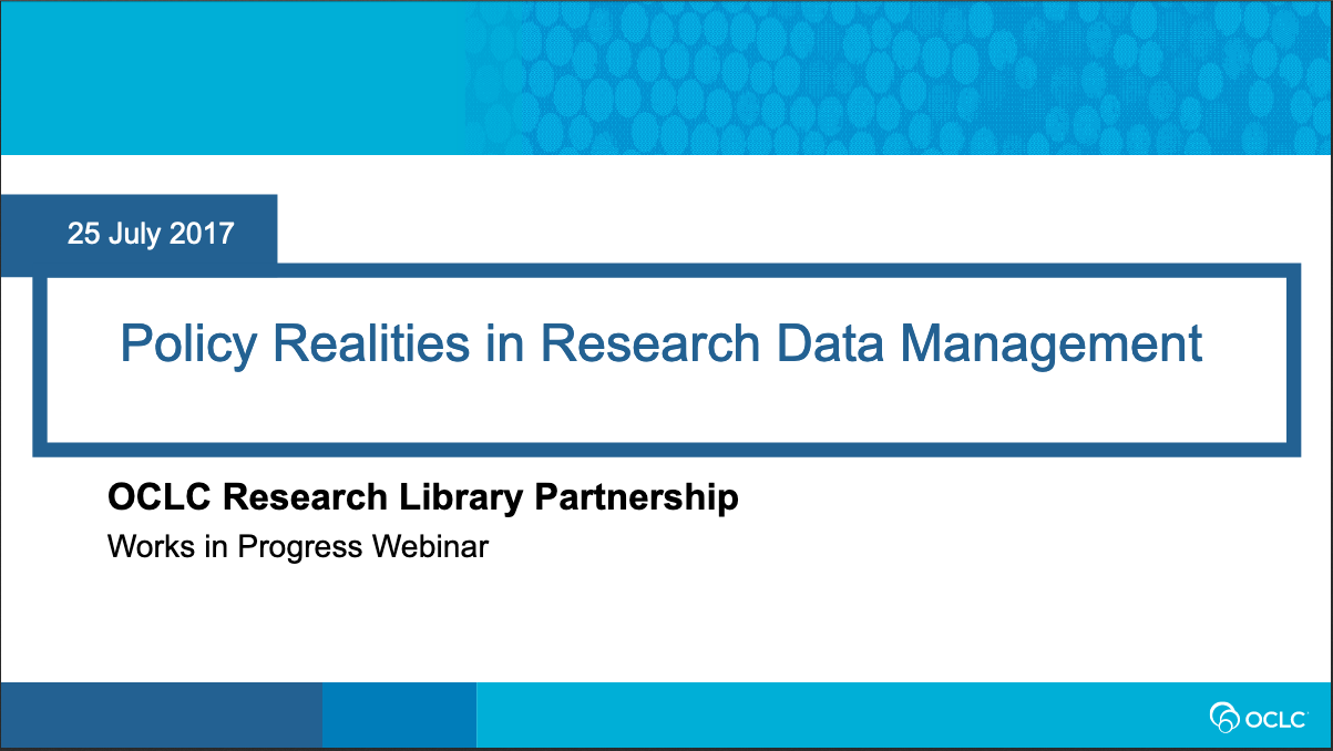 Policy Realities in Research Data Management