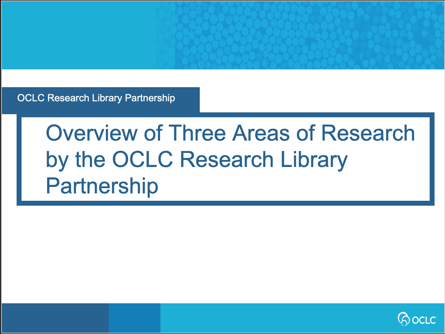 Overview of Three Areas of Research