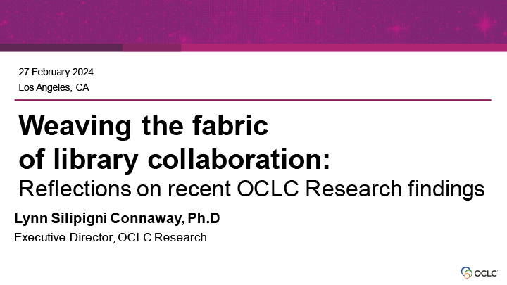 Cover image for Weaving the fabric of library collaboration presentation