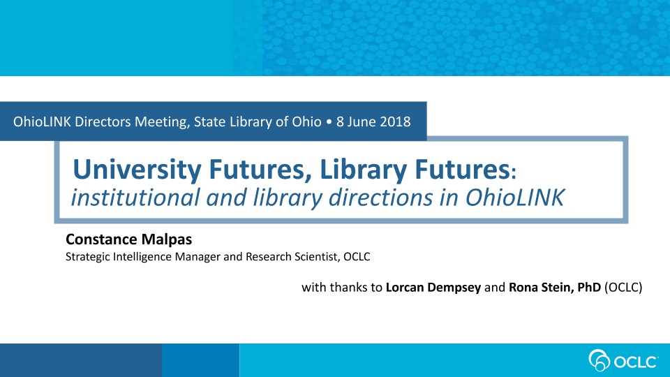 University Futures, Library Futures: institutional and library directions in OhioLINK