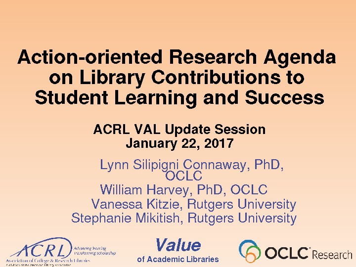 Action-oriented Research Agenda on Library Contributions to Student Learning and Success
