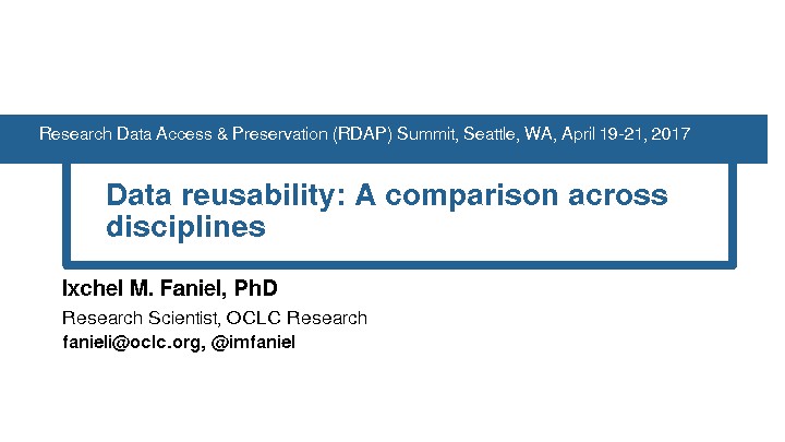 Data Reusability: A Comparison Across Disciplines