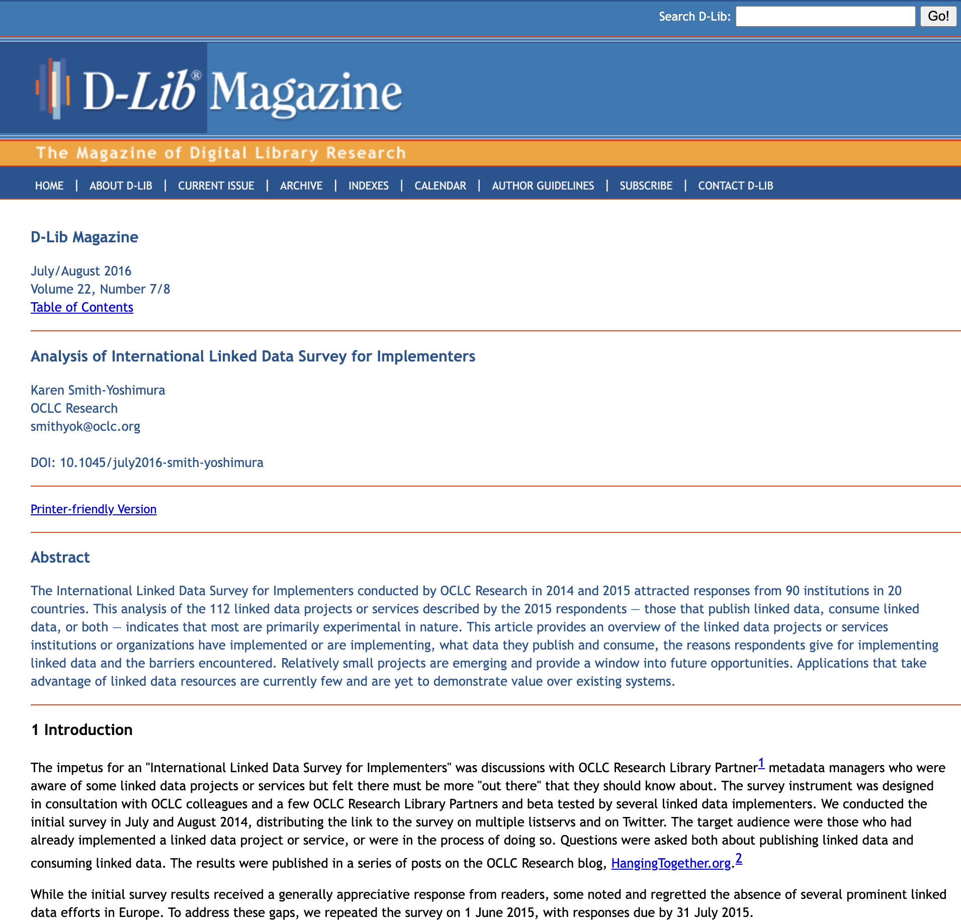 Analysis of International Linked Data Survey for Implementers