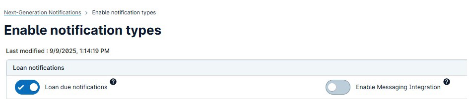 Screenshot: Toggle to enable NGN on the Enable Notification Types screen