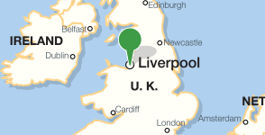 Karte mit dem Standort der Liverpool School of Tropical Medicine