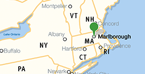 Karte mit dem Standort des Massachusetts Library System