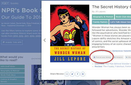 Screenshot von NPRs 2014 Book Concierge