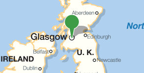 Karte mit Standort der University of Glasgow