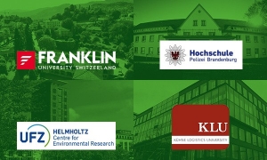 Logos: Franklin University Schweiz, Hochschule Polizei Brandenburg, Helmholtz-Zentrum für Umweltforschung, Kühne Logistics University