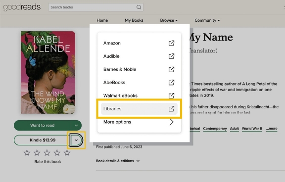Darstellung: Goodreads „Libraries“-Link