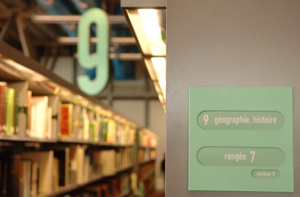 Library shelf signage
