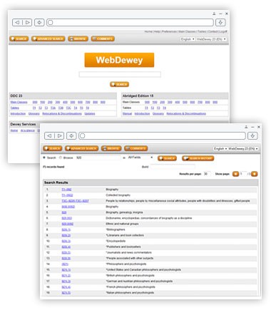 Screens from WebDewey