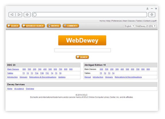 Screens from WebDewey