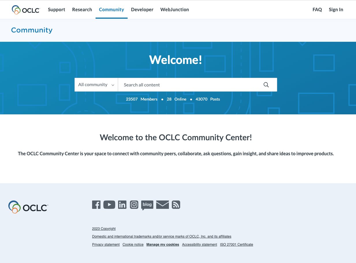 Screenshot: OCLC Community Center