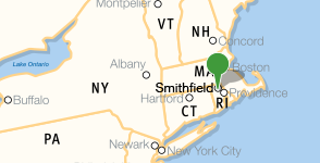 Map showing location of Bryant University
