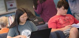 University of California students in the library