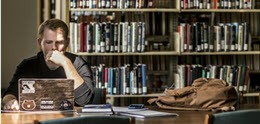 Student studying in Eastern Kentucky University Library