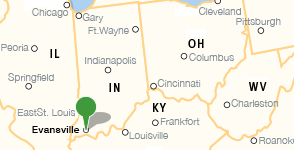 Map showing location of Evansville Vanderburgh Public Library