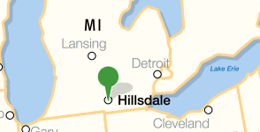 Map showing location of Hillsdale College Map showing location of Hillsdale College