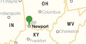 Map showing location of Northern Kentucky University