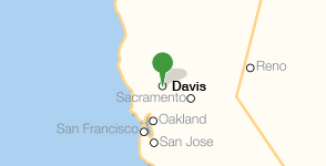 Map showing location of University of California, Davis