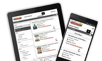 Tablet and phone showing library catalog