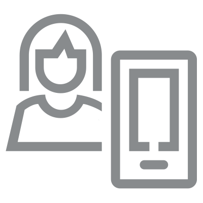 icon_worker_digby Icon: Student worker with mobile device