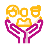 Icono de manos sosteniendo la comunidad