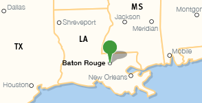 Carte indiquant l’emplacement de la Bibliothèque paroissiale East Baton Rouge