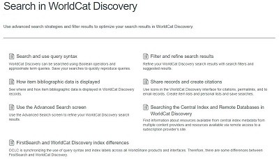 Recherche dans WorldCat Discovery