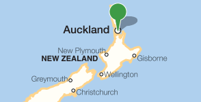 Kaart met de locatie van de University of Auckland
