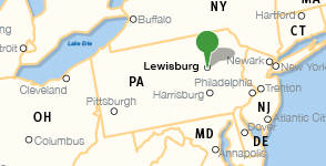 Map showing location of Bucknell University