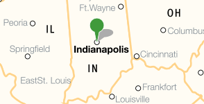Kaart met de locatie van de Indiana Historical Society
