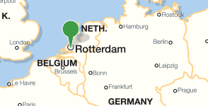 Kaart met de locatie van de Erasmus Universiteit Rotterdam