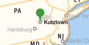 Kaart met de locatie van Kutztown University