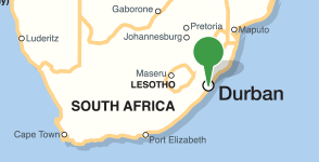 Kaart met de locatie van de University of KwaZulu-Natal